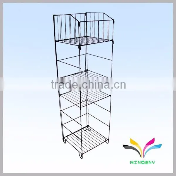 4-Tiers Flooring Metal Retail Display Rack for Store Goods