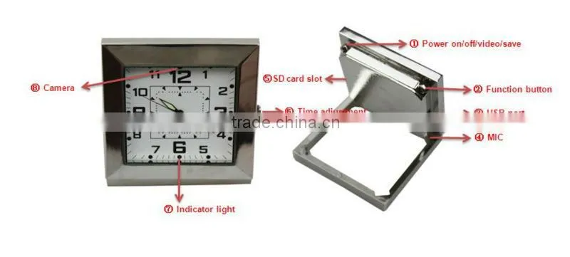 JVE-3311B-2 New Arrival Table Desk digital clock camera with motion detection in cctv