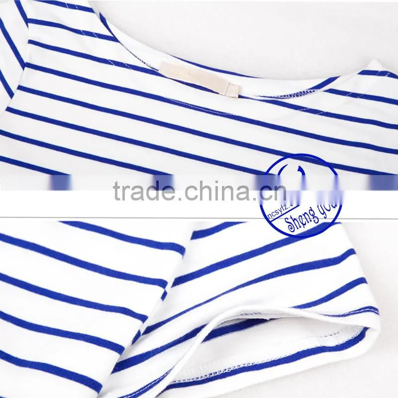 2015 China supplier custom fashion women yarn dyed t shirt wholesale