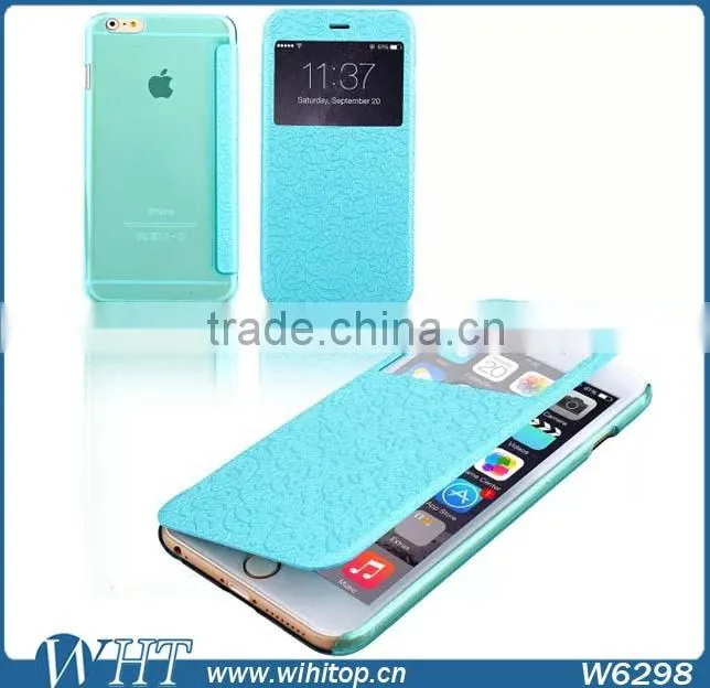 Flip PU Leather Case with Window for iPhone 6 Plus 5.5", Window View Smart Case for iPhone 6 Plus