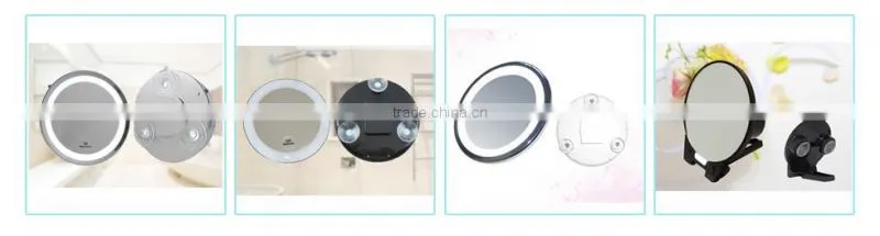 Bathroom makeup mirror with led light and suction cup