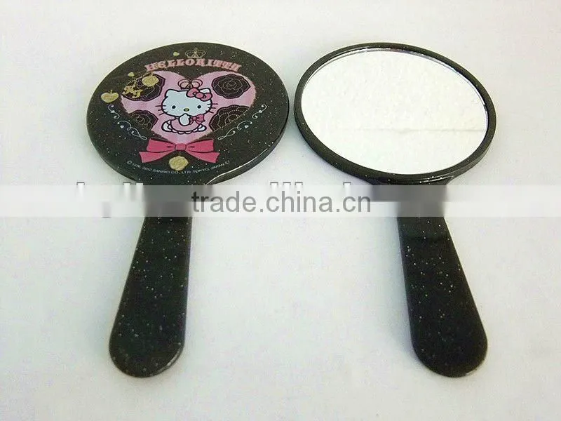 plastic heart shape makeup mirror with comb