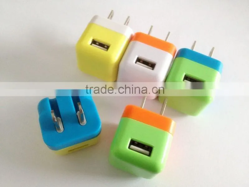 The POpular Colourful USB wall charger portable charger mobile charger DC 5v1000mA home charger for smartphone