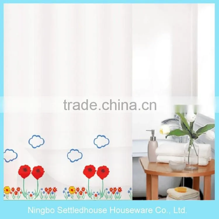 Flat screen &Panel screen fabric full print PEVA shower curtain