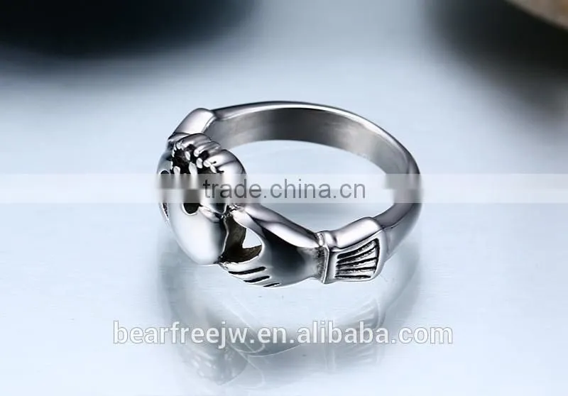 Stainless Steel Wedding Rings Men Women Claddagh Ring Ireland Heart Crown