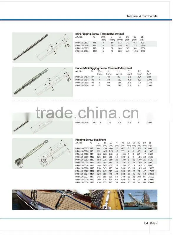 Stainless Steel Rigging Screw/ Closed Body Turnbuckle