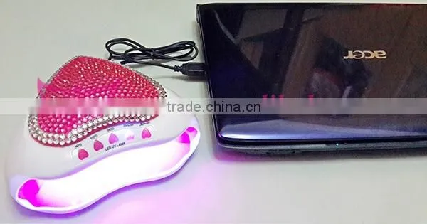 2015 9W heart shape with rhinestone professional convenient nail art LED lamp