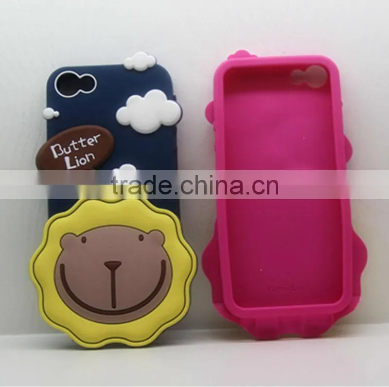 2013 the factory manufacture 3D Butter Lion item cartoon design silicone mobile phone case