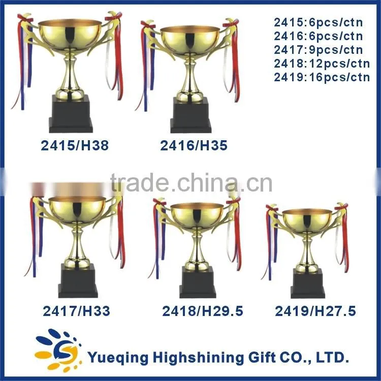 Custom plastic trophy base award basketball tennis trophy golden souvenir 2415 China metal champions league cup trophy