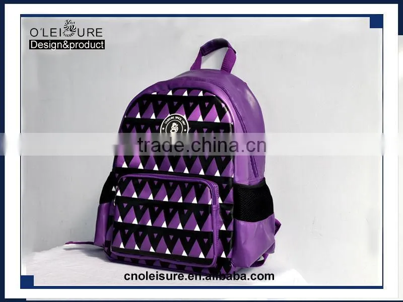 2015 China supplier own brand PU leather daily waterproof backpack for teens