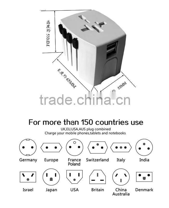 Universal Travel Adapter with USB Gobal Conversion Plug and Socket