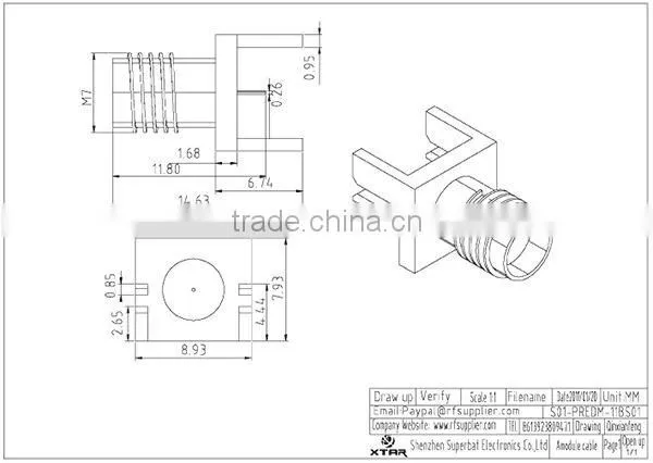 SMA female terminal connector pcb End Launch