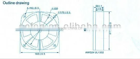 Exhaust fan 150mm 160mm blue fan