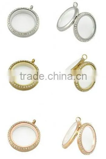 30mm Stainless Steel Locket Pendant Round Glass Floating Lockets