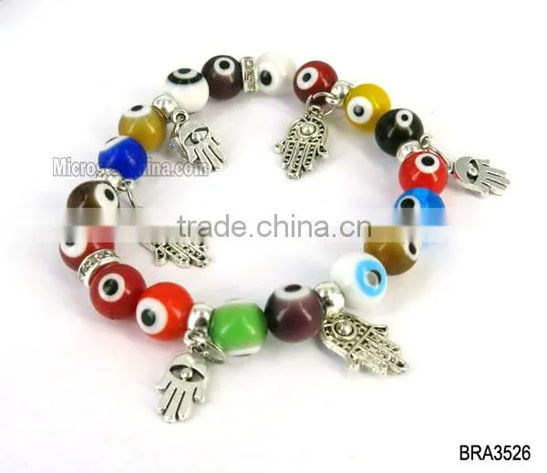 4mm & 8mm Glass turkish eye charms bracelet