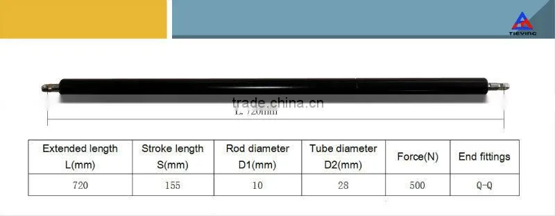 Tension / traction / pull gas spring LQ10/28-155-720(Q-Q)500