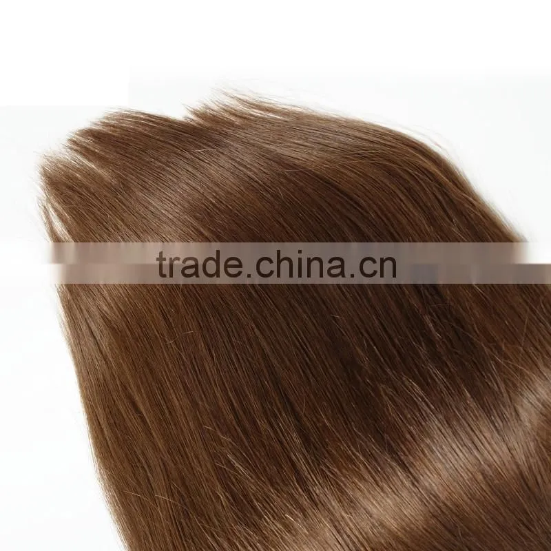 No chemical chocolate color silk straight 100% virgin Brazilian hair for women