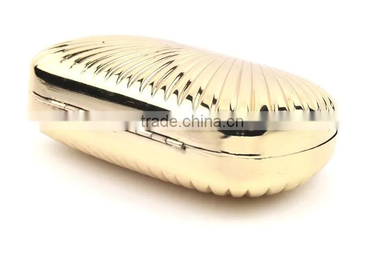 Women's fashion bag unique design gold metal clutch