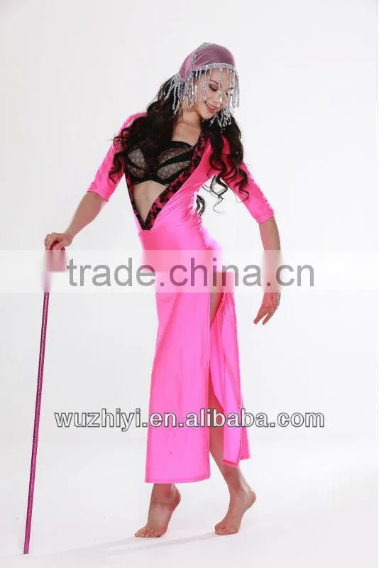 Indian sexy Belly dance dress with sequin headwear or belt and bra and long dress 3pcs (QC2081)