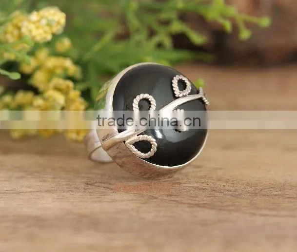 Natural black onyx ring 92.5 sterling silver jewellery