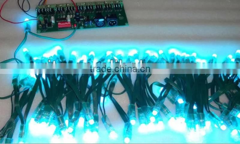 GREEN wire IP68 DC12V input 12mm through-hole LED RGB dump node;100pcs a string