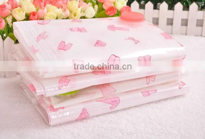 2014 New Small Space Saver Printed Vacuum Storage Bags 50cm*70cm for Clothes Blankets