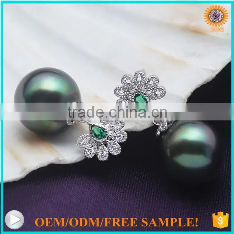 custom vogue jewelry south sea shell pearl silver earrings