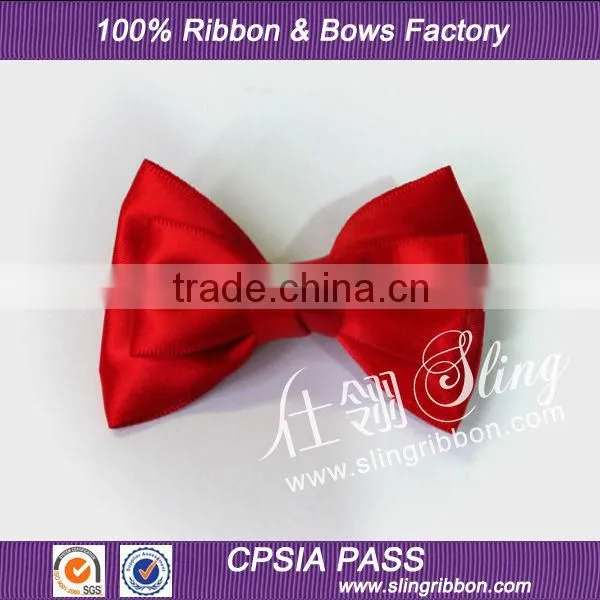 Light Pink Dot Printed Swallowtail Ribbon Girl Hair Bow With Clip