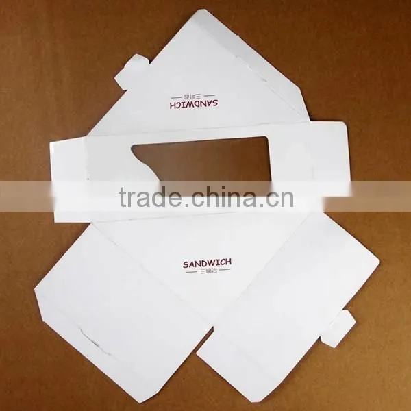 brown kraft paper Custom Logo Design Triangle Paper Sandwich Box with PP Window