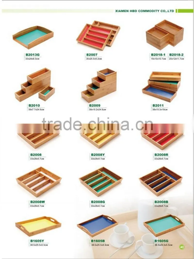 High quality wholesale Wooden Bamboo cutlery tray, flatware tray, flatware organizer