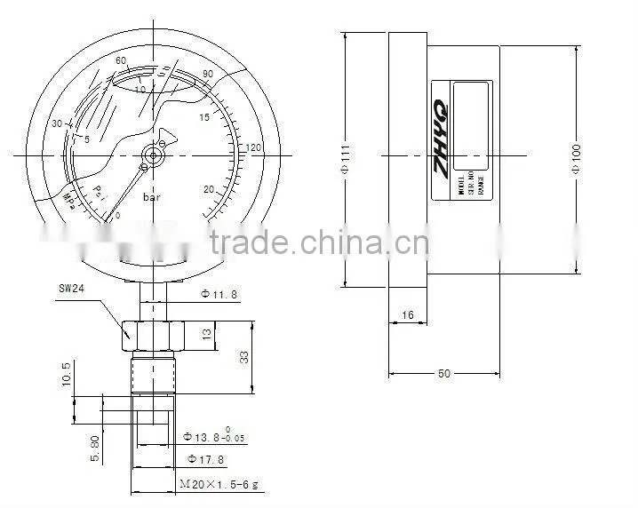 Diaphragm pressure gauge for homogenizer
