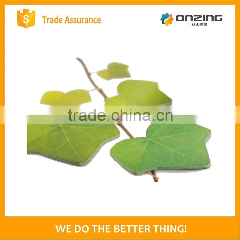 Professional custom sticky notes leaf shaped sticky notes