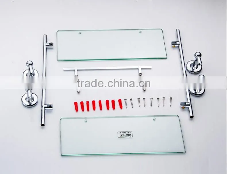80100 bathroom shelf Contracted silver Double glass shelf hotel use 3c proved
