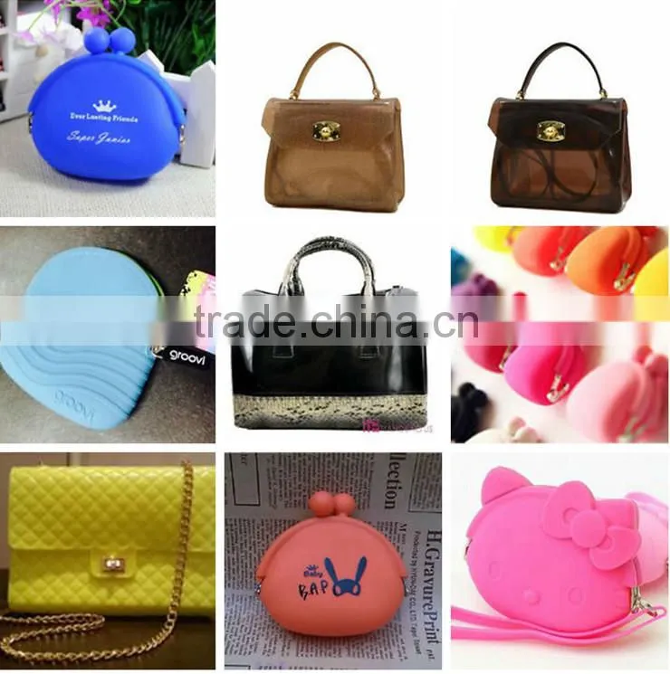 Fashion lady stylish GLITTER silicone jelly candy color bag