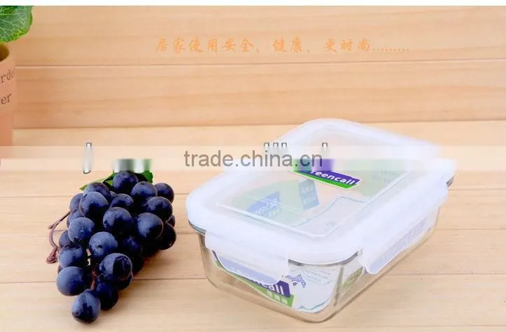 3pcs airtight square glass food storage container