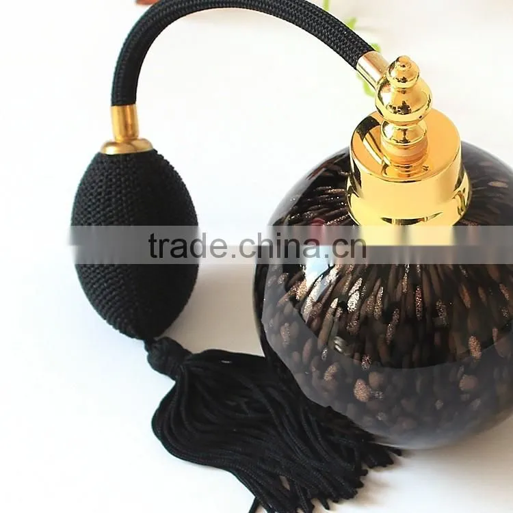 OUBOAO Handmade Luxury Airbag Glass Black Perfume Bottle , Screw Cap Repeatable Use Empty Perfume Bottle