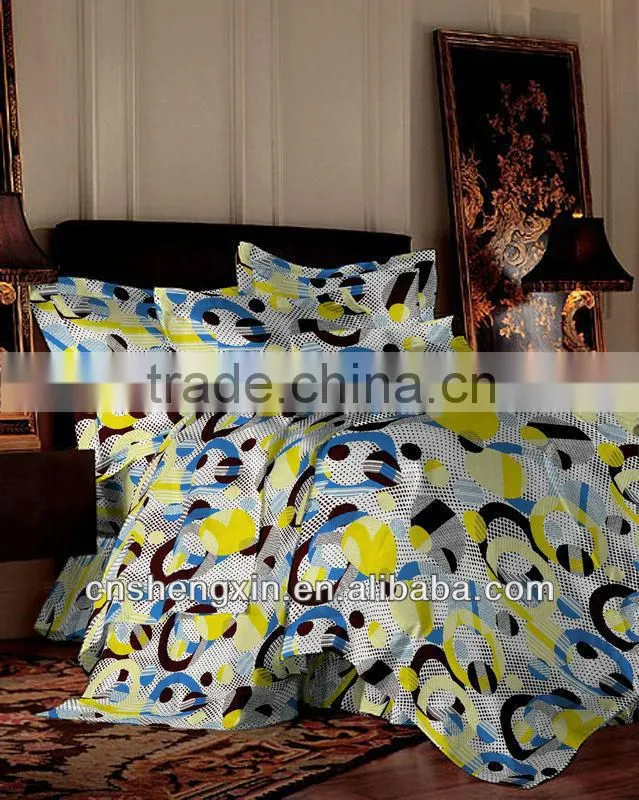 2014 fashion 100% polyester brushed bedding fabric for home textile with round pattern