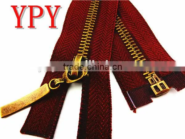 5# antique brass metal zipper for outer garment