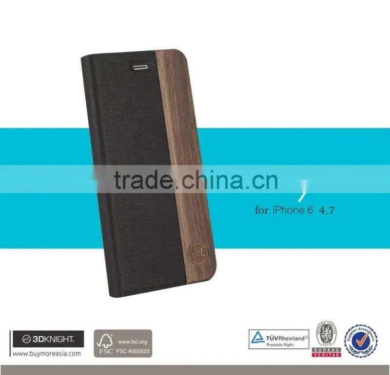 Factory Wood Case For iphone 6s ,Pu Flip Cover Case For iphone 6s