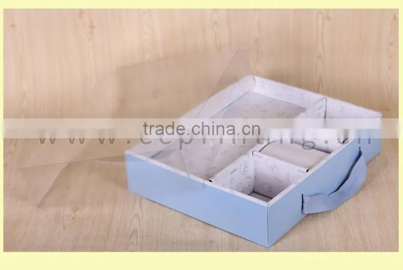 Fancy suitcase shaped baby clothes transparent gift box