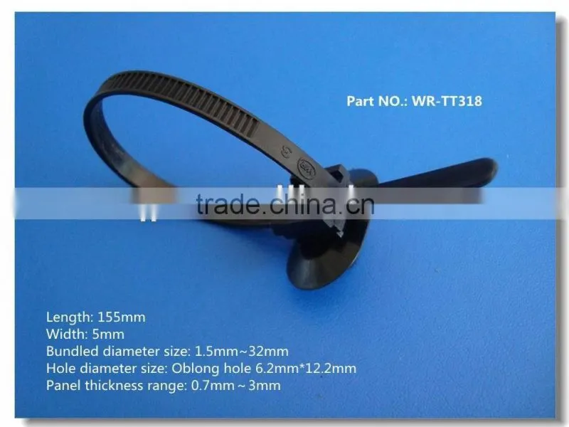 plastic cable tie auto mounting head nylon cable tie