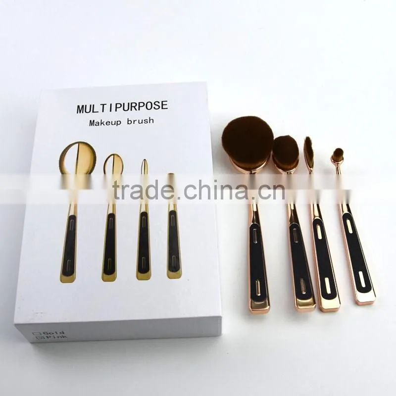 toothbrush makeup 4pieces multi-purpose rose gold oval make up brushes set