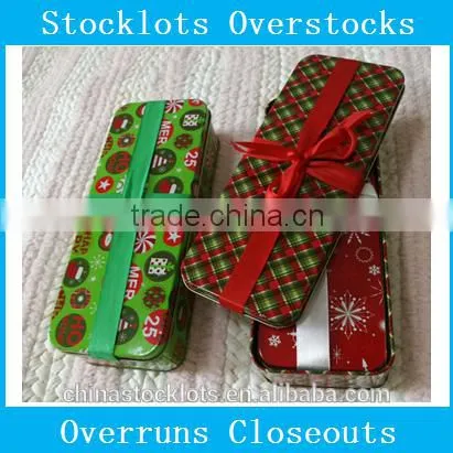 Stocklots closeout, overstock,surplus,stock Christmas gift tin box for Children 2pcs set