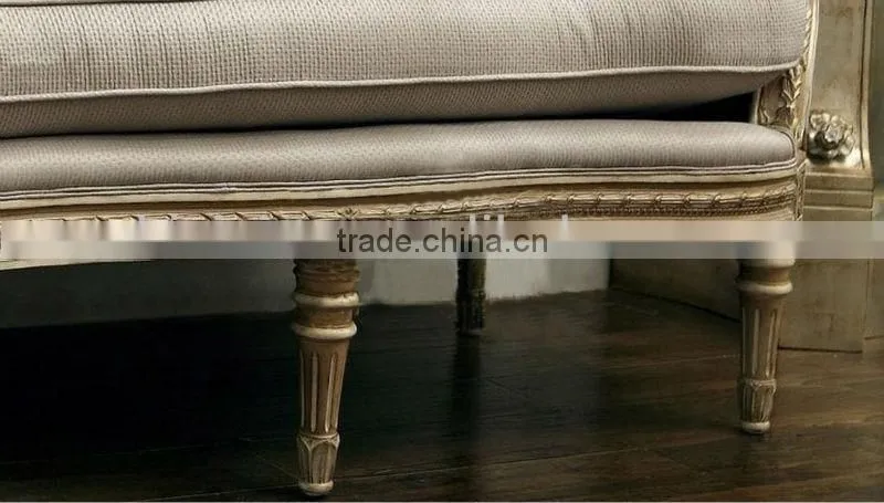 Luxury Spanish wooden living room three-seat sofa with hand carving and antique finishng workmanship