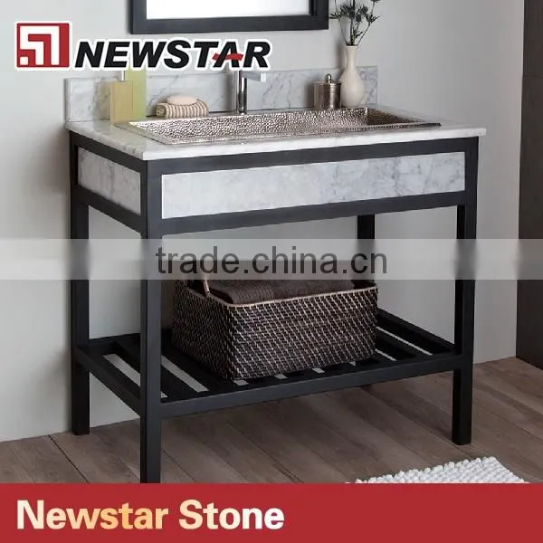 Vanity top with metal furniture base