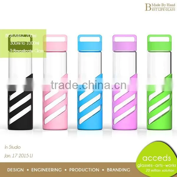 Borosilicate Heat Resistant Glass Travel Bottle BPA free