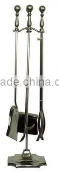 household ornamental cast iron fireplace tools with wooden handle