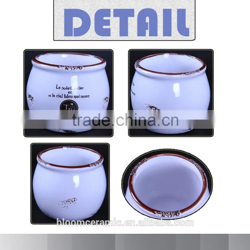 Hand painting white glazed modern water pot