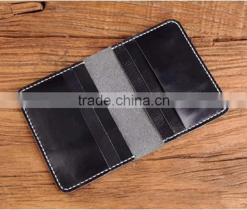 Bifold Cowhide Leather Men Credit Card Holder with multiple card slots