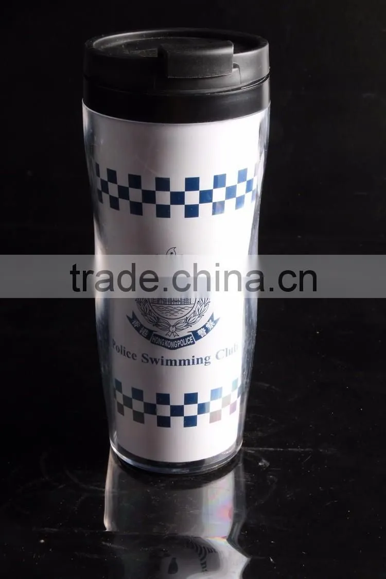 12oz BPA Free Paper insert Double Wall Plastic Tumbler/ thermo mug